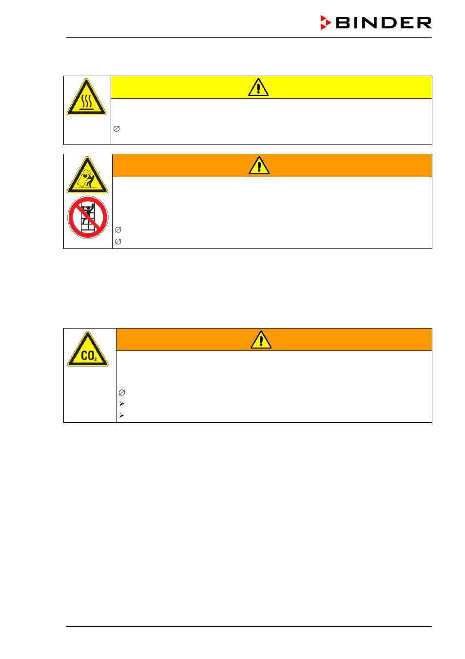 Caution, Warning, 6 precautions when working with co | BINDER C 150 User Manual | Page 15 / 90