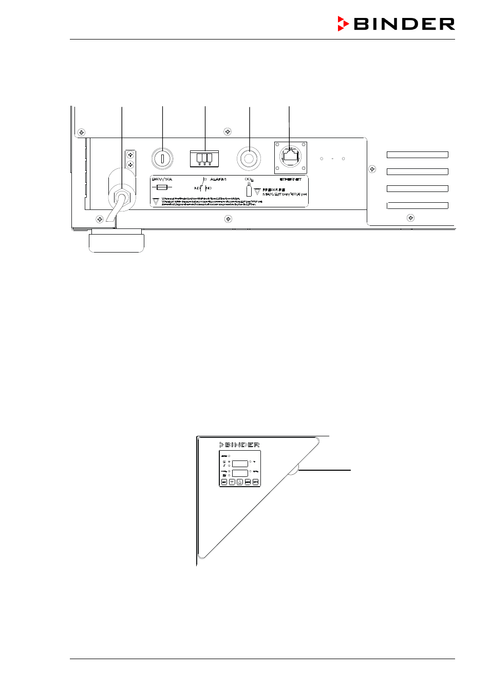 3 connection panel at the rear of the unit, 4 triangle instrument panel c 150 | BINDER C 150 User Manual | Page 19 / 90