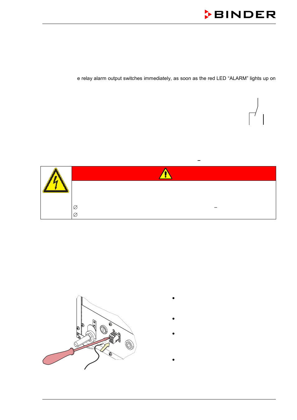 Danger, 3 zero-voltage relay alarm output | BINDER C 150 User Manual | Page 49 / 90