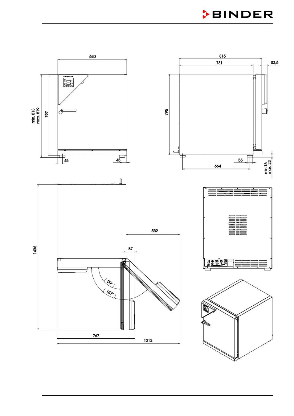9 dimensions c 150 | BINDER C 150 User Manual | Page 84 / 90