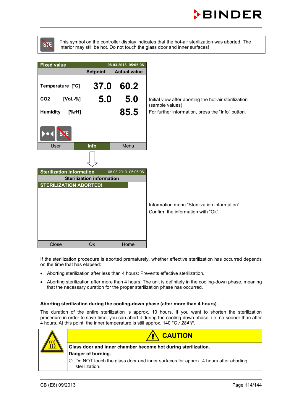 Caution | BINDER CB 60 User Manual | Page 114 / 145