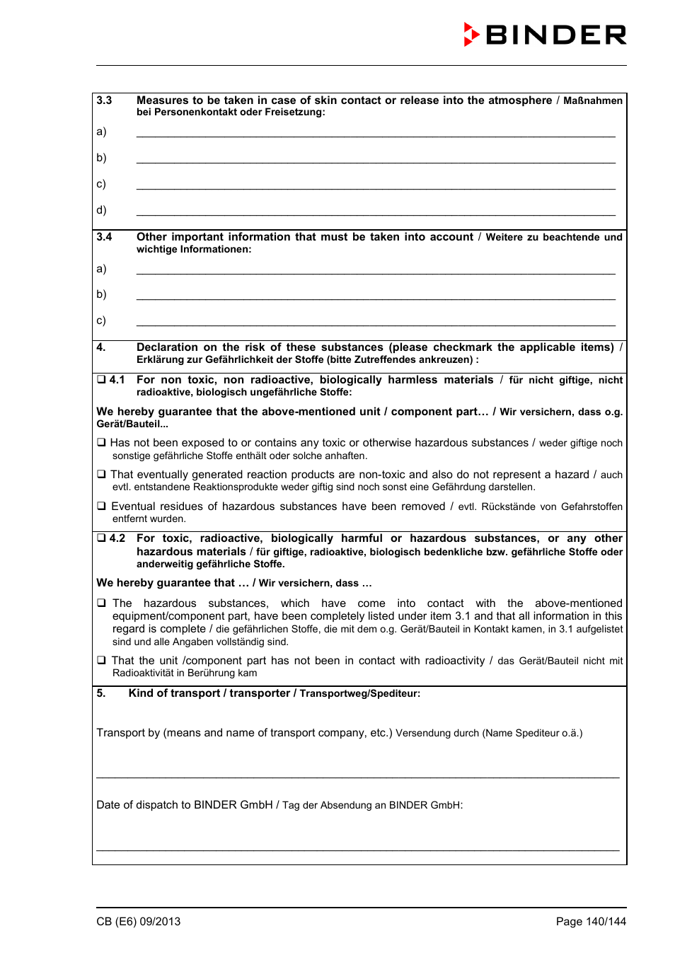 BINDER CB 60 User Manual | Page 140 / 145