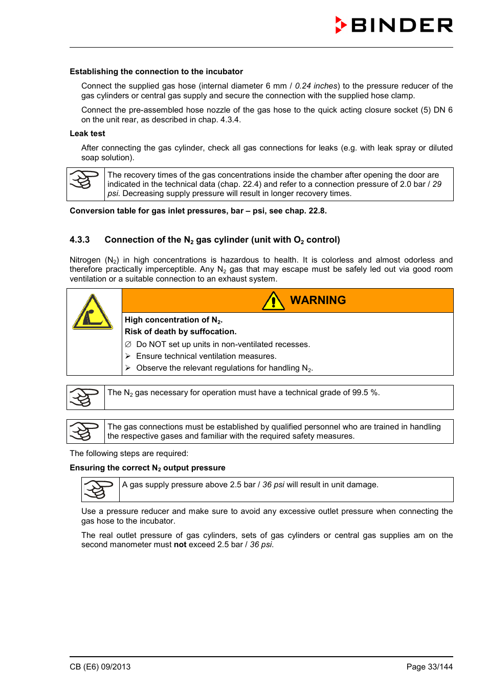 Warning | BINDER CB 60 User Manual | Page 33 / 145