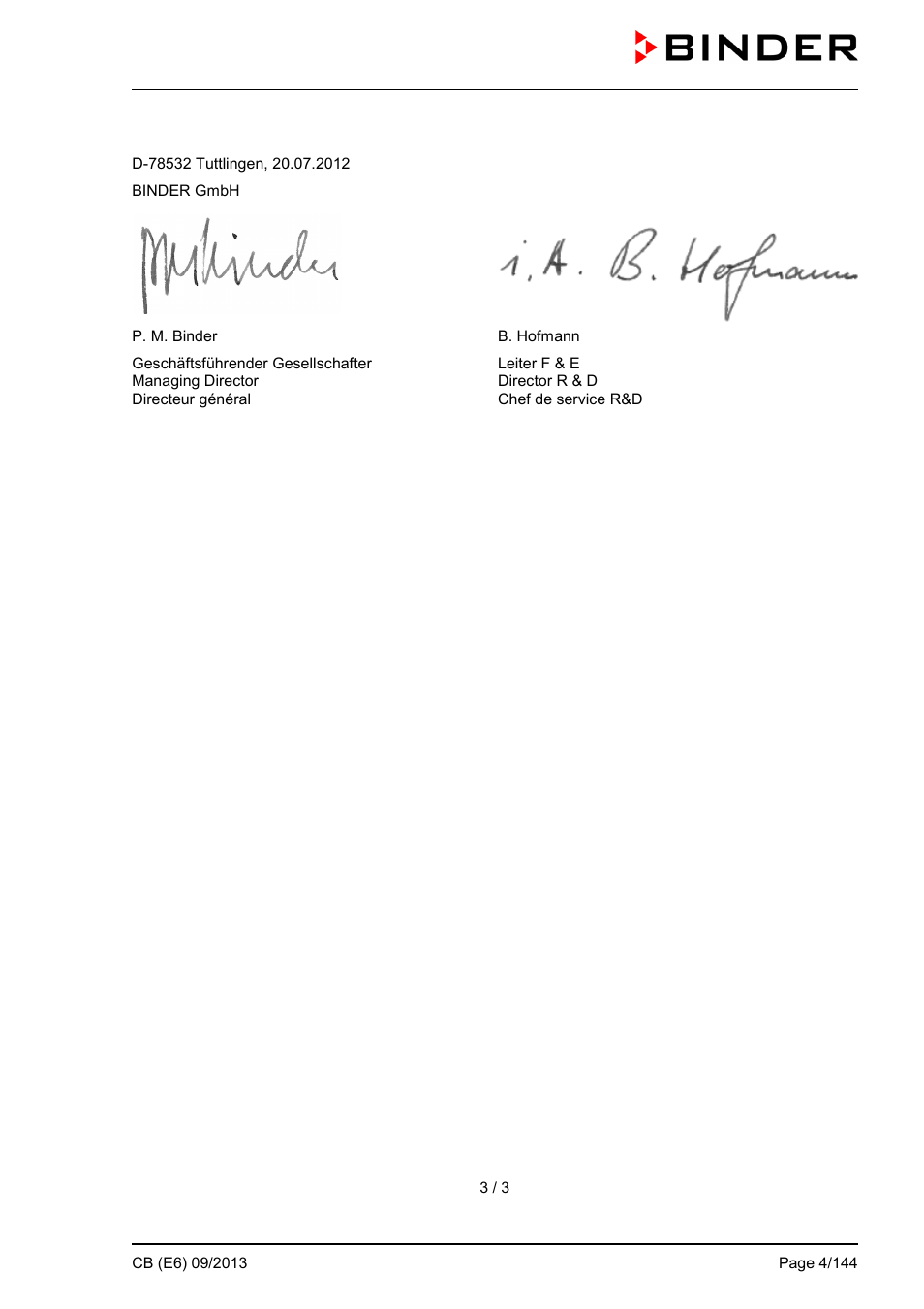 BINDER CB 60 User Manual | Page 4 / 145