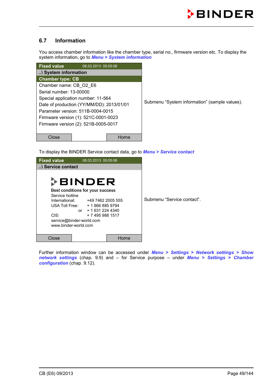 7 information | BINDER CB 60 User Manual | Page 49 / 145