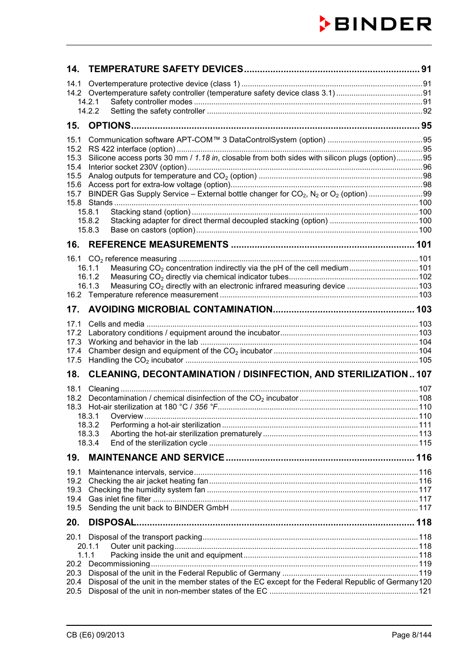 BINDER CB 60 User Manual | Page 8 / 145