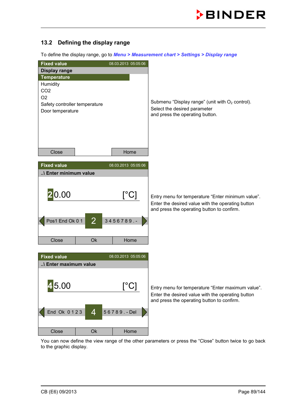 2 defining the display range, 00 [°c | BINDER CB 60 User Manual | Page 89 / 145