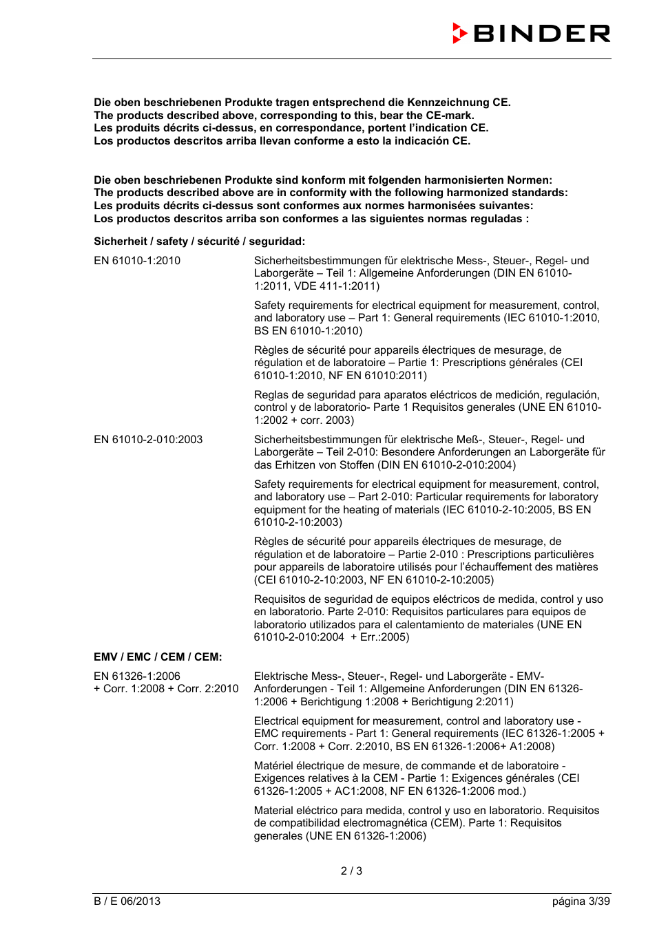 BINDER B 28 User Manual | Page 3 / 39