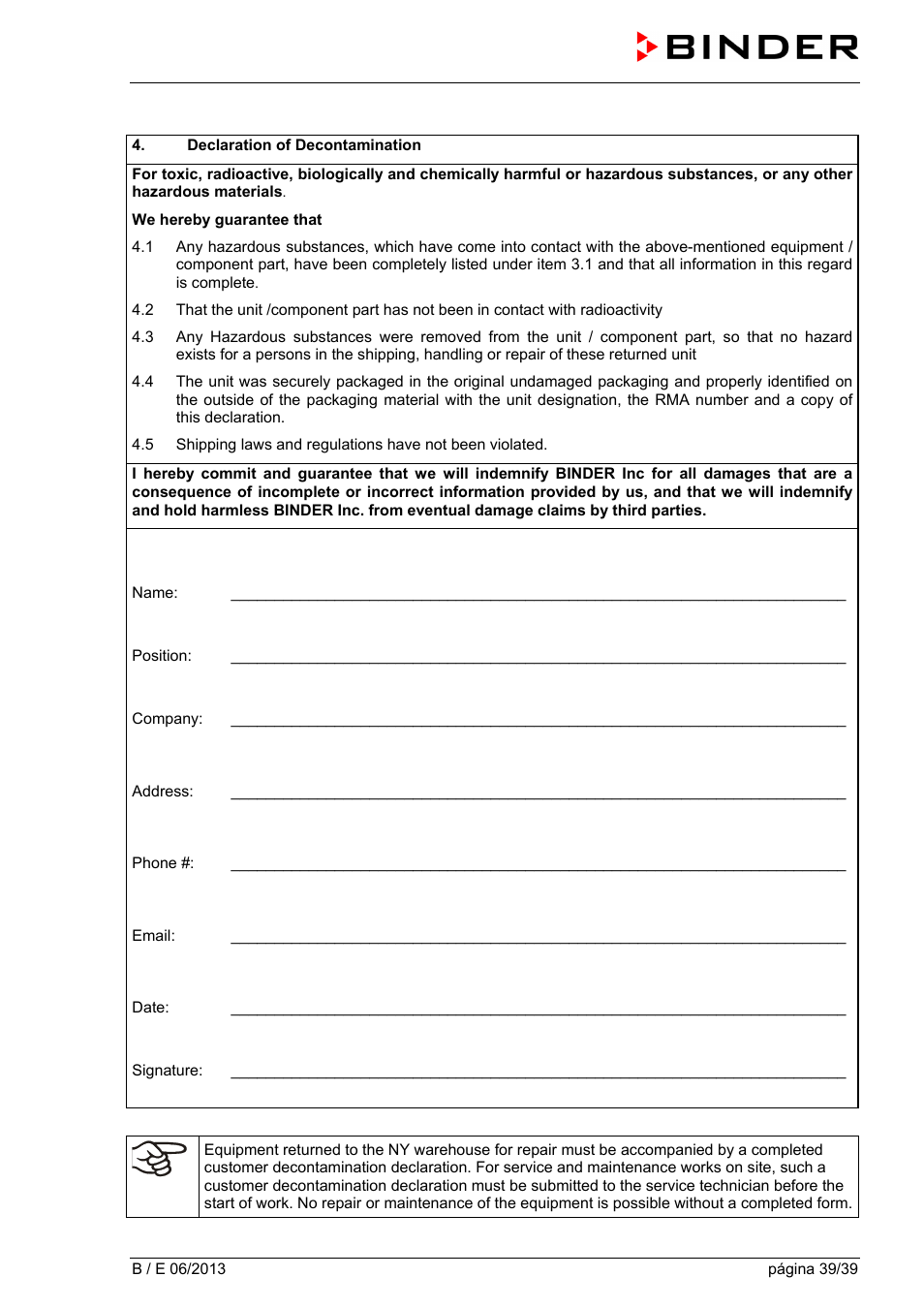 BINDER B 28 User Manual | Page 39 / 39
