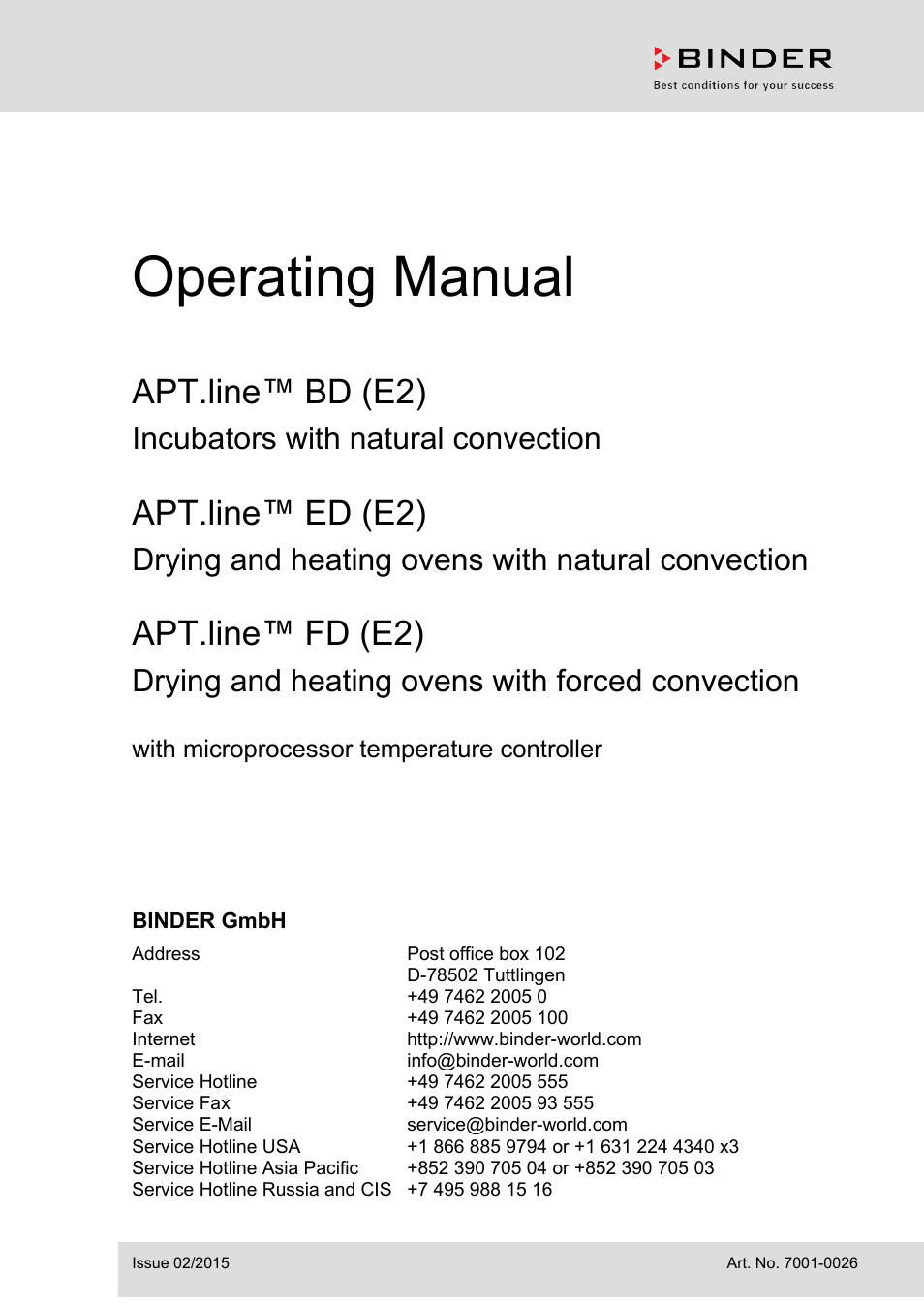 BINDER BD 23 User Manual | 63 pages