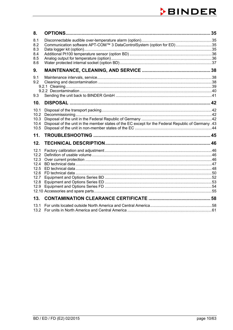 BINDER BD 23 User Manual | Page 10 / 63