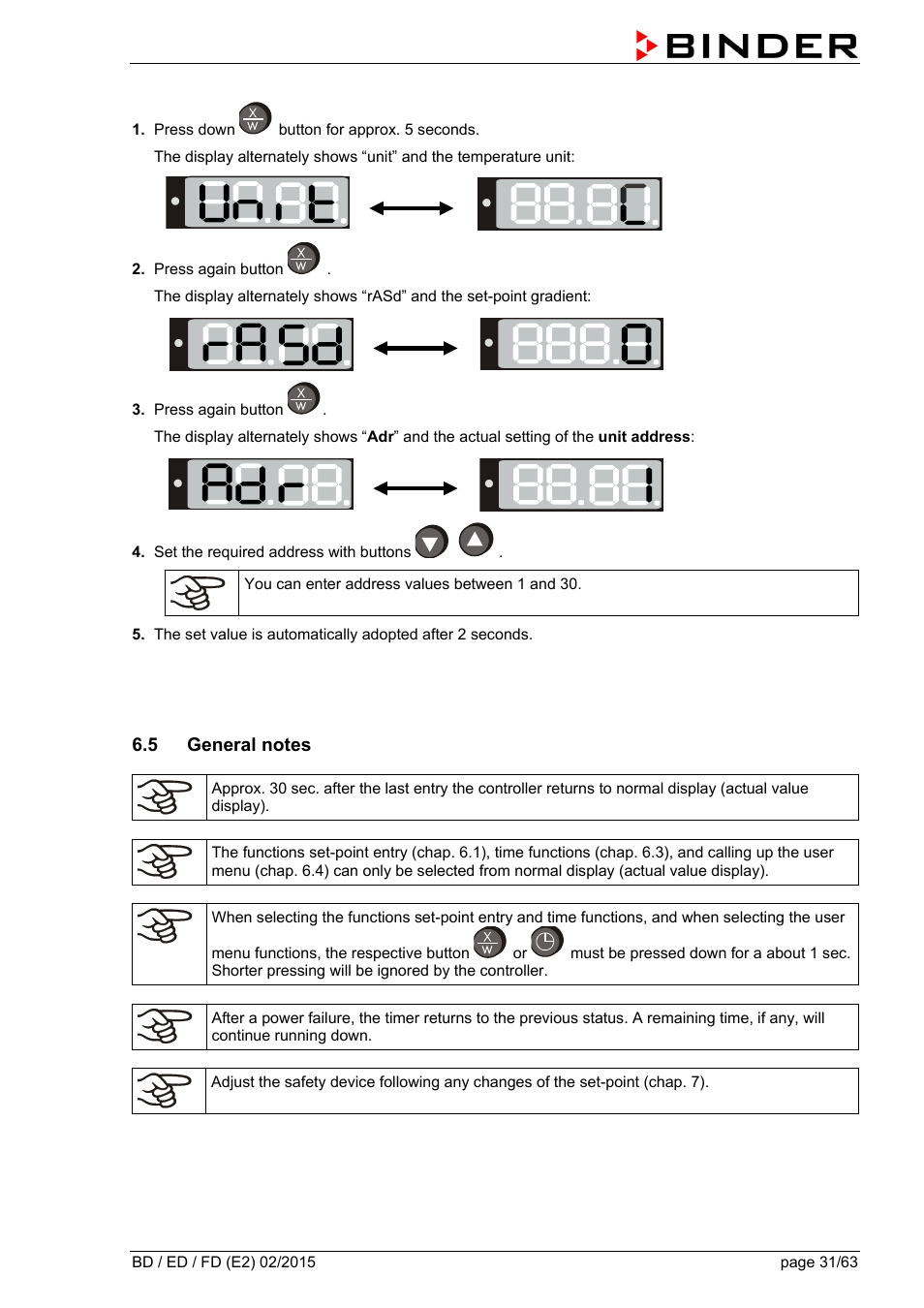 5 general notes | BINDER BD 23 User Manual | Page 31 / 63