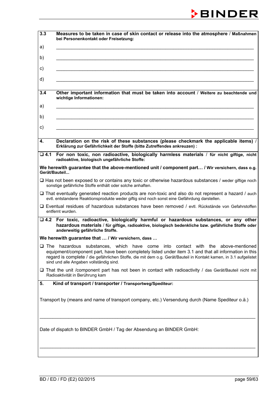 BINDER BD 23 User Manual | Page 59 / 63