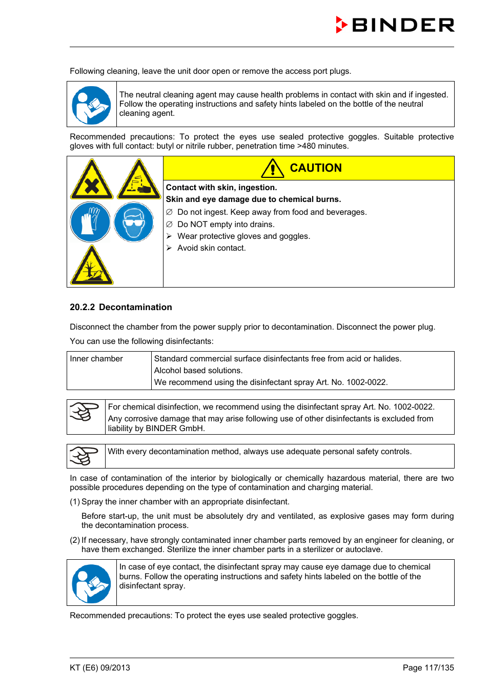 Caution | BINDER KT 53 User Manual | Page 117 / 135