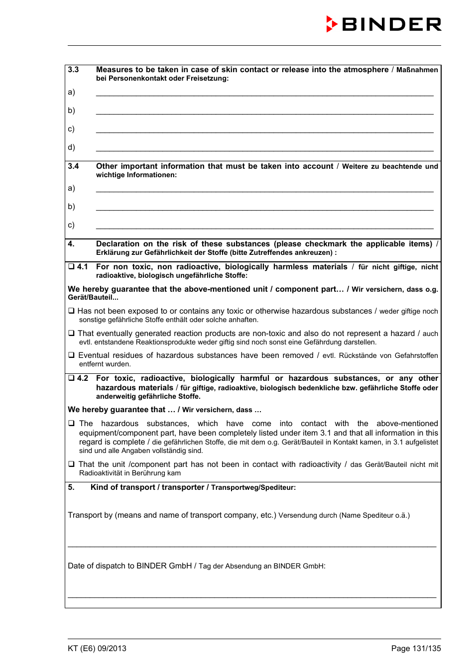 BINDER KT 53 User Manual | Page 131 / 135