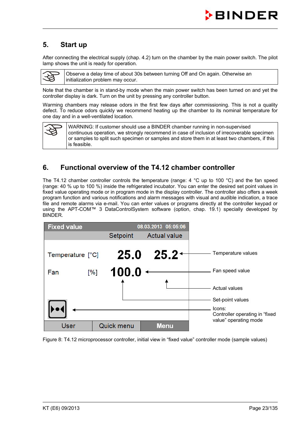 Start up | BINDER KT 53 User Manual | Page 23 / 135