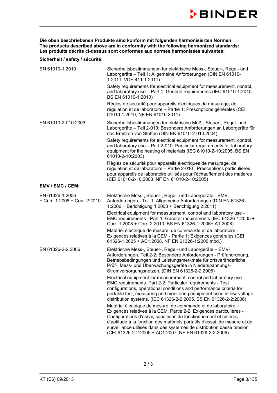 BINDER KT 53 User Manual | Page 3 / 135