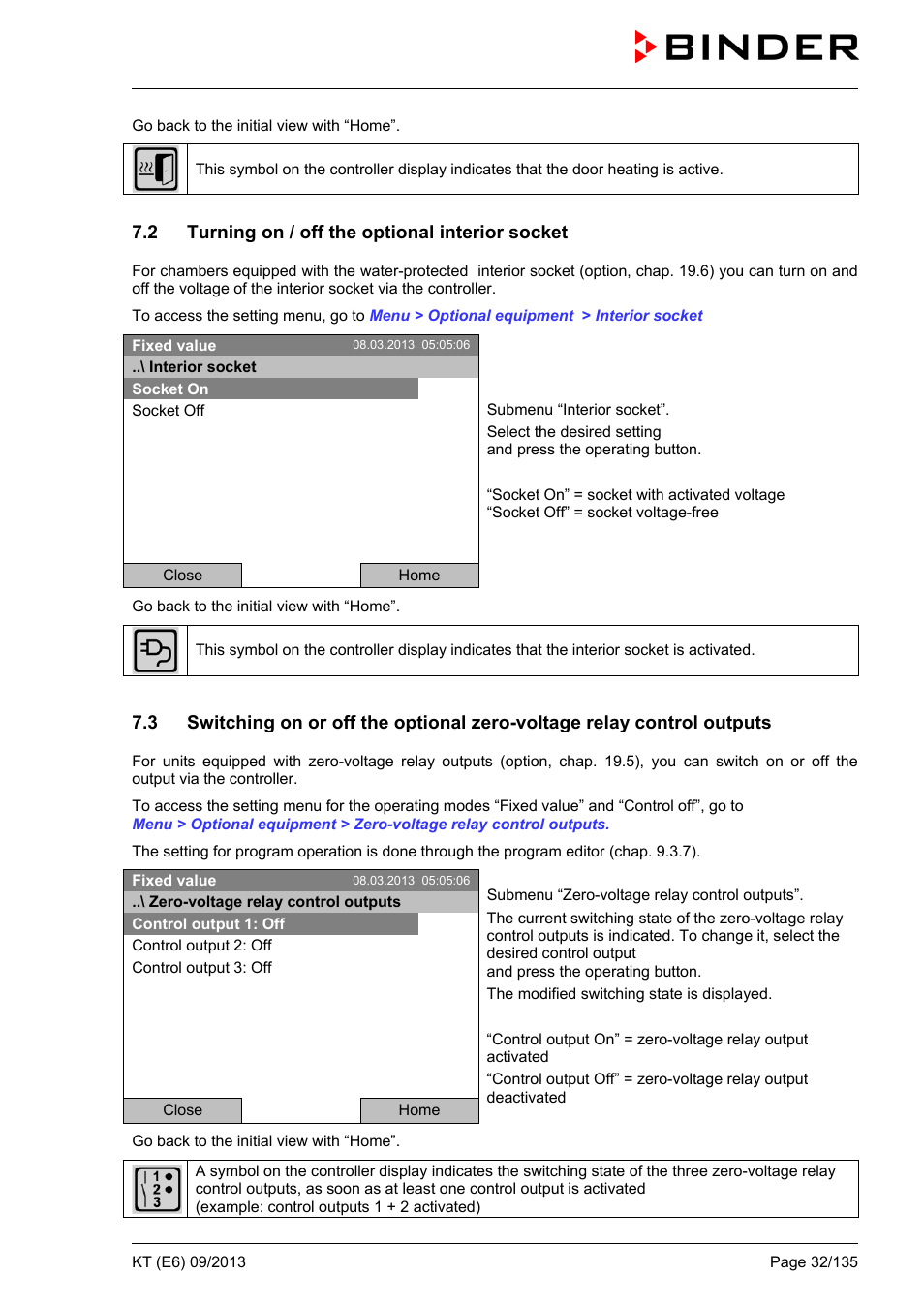 2 turning on / off the optional interior socket | BINDER KT 53 User Manual | Page 32 / 135