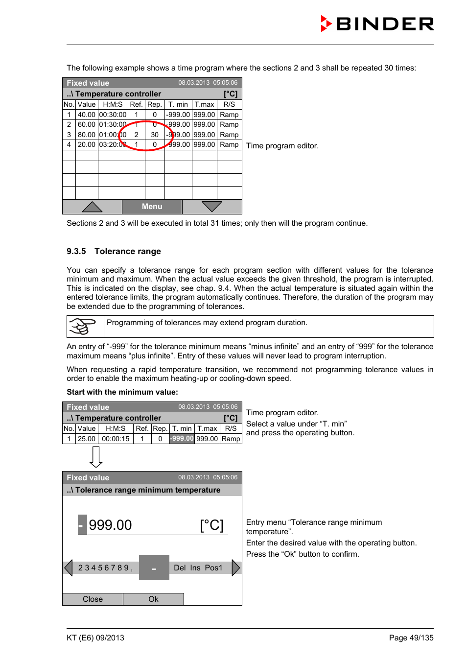 5 tolerance range, 00 [°c | BINDER KT 53 User Manual | Page 49 / 135