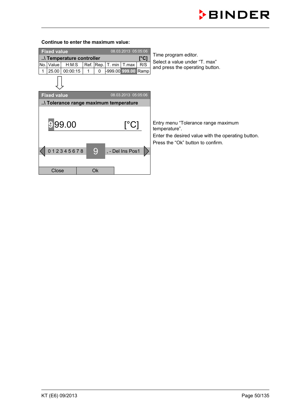 00 [°c | BINDER KT 53 User Manual | Page 50 / 135