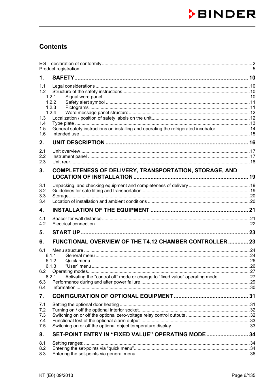 BINDER KT 53 User Manual | Page 6 / 135