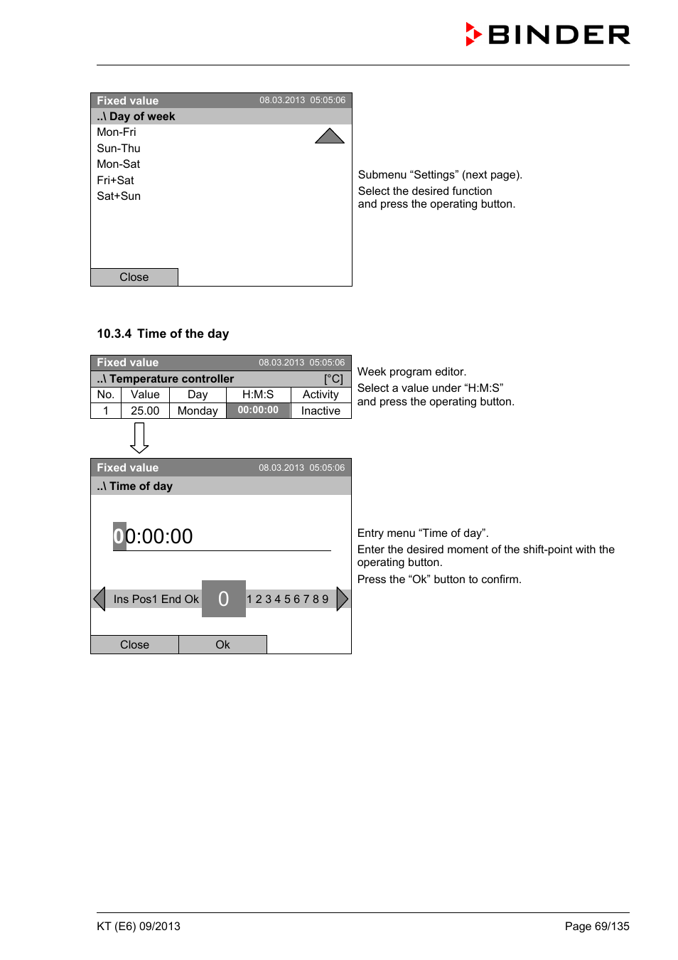 4 time of the day | BINDER KT 53 User Manual | Page 69 / 135