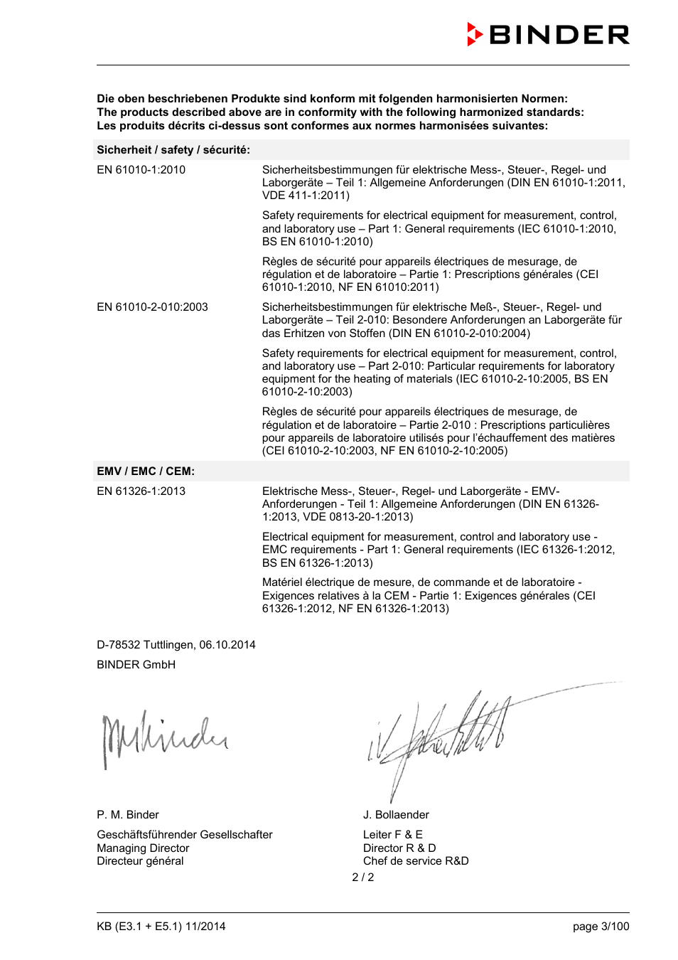 BINDER KB 23 User Manual | Page 3 / 101