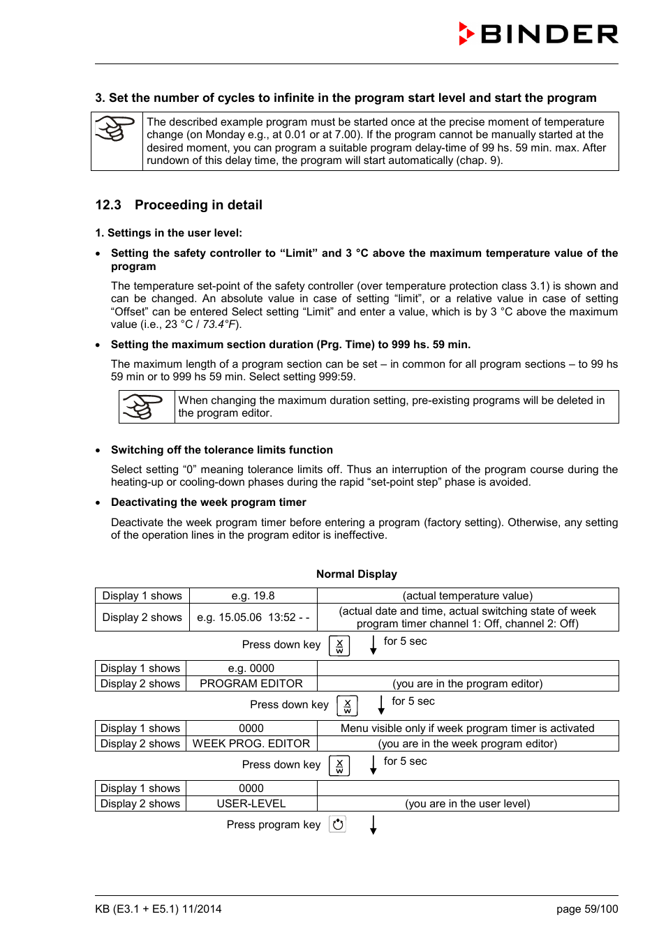 3 proceeding in detail | BINDER KB 23 User Manual | Page 59 / 101