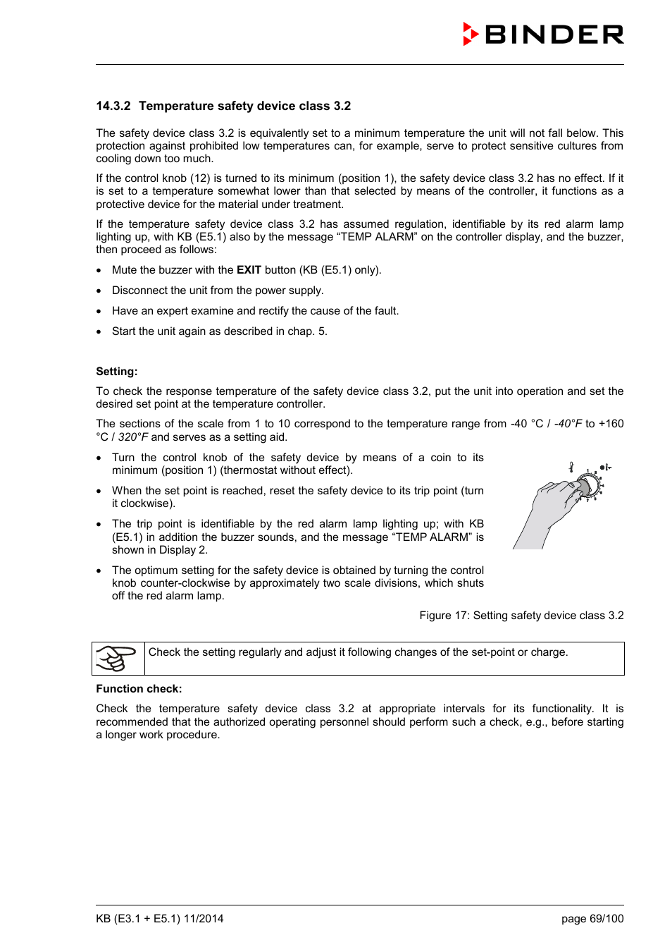 2 temperature safety device class 3.2 | BINDER KB 23 User Manual | Page 69 / 101