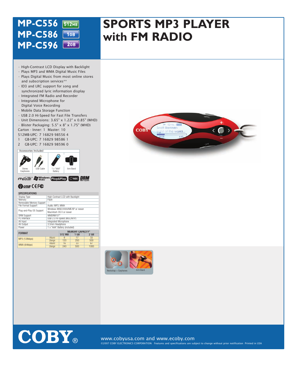COBY MP-C596 User Manual | 1 page