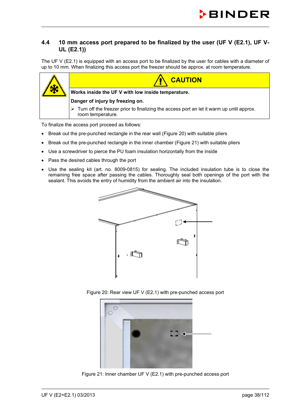 Caution | BINDER UF V 500 User Manual | Page 38 / 113