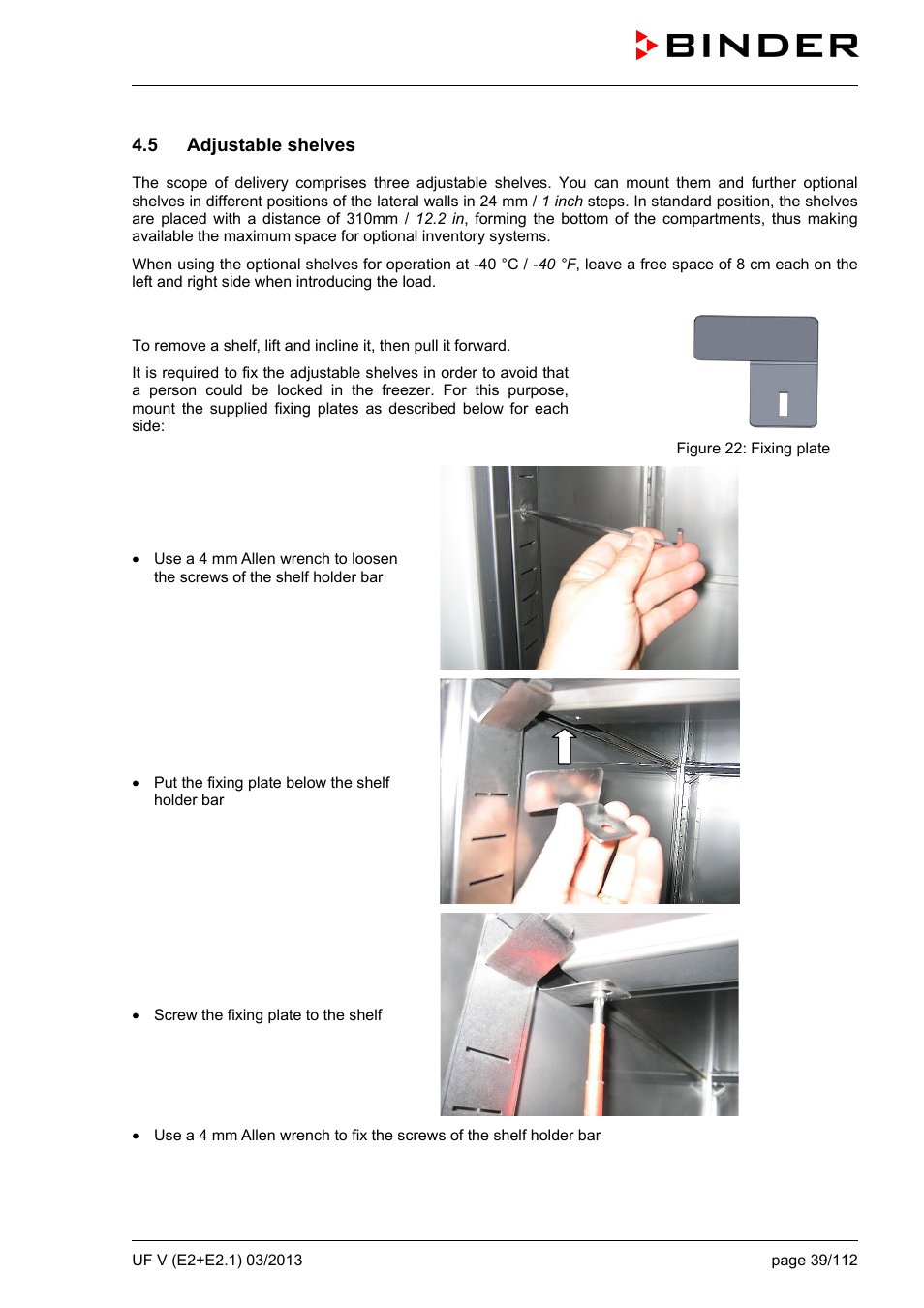 5 adjustable shelves, Ole_link18, Ole_link20 | BINDER UF V 500 User Manual | Page 39 / 113