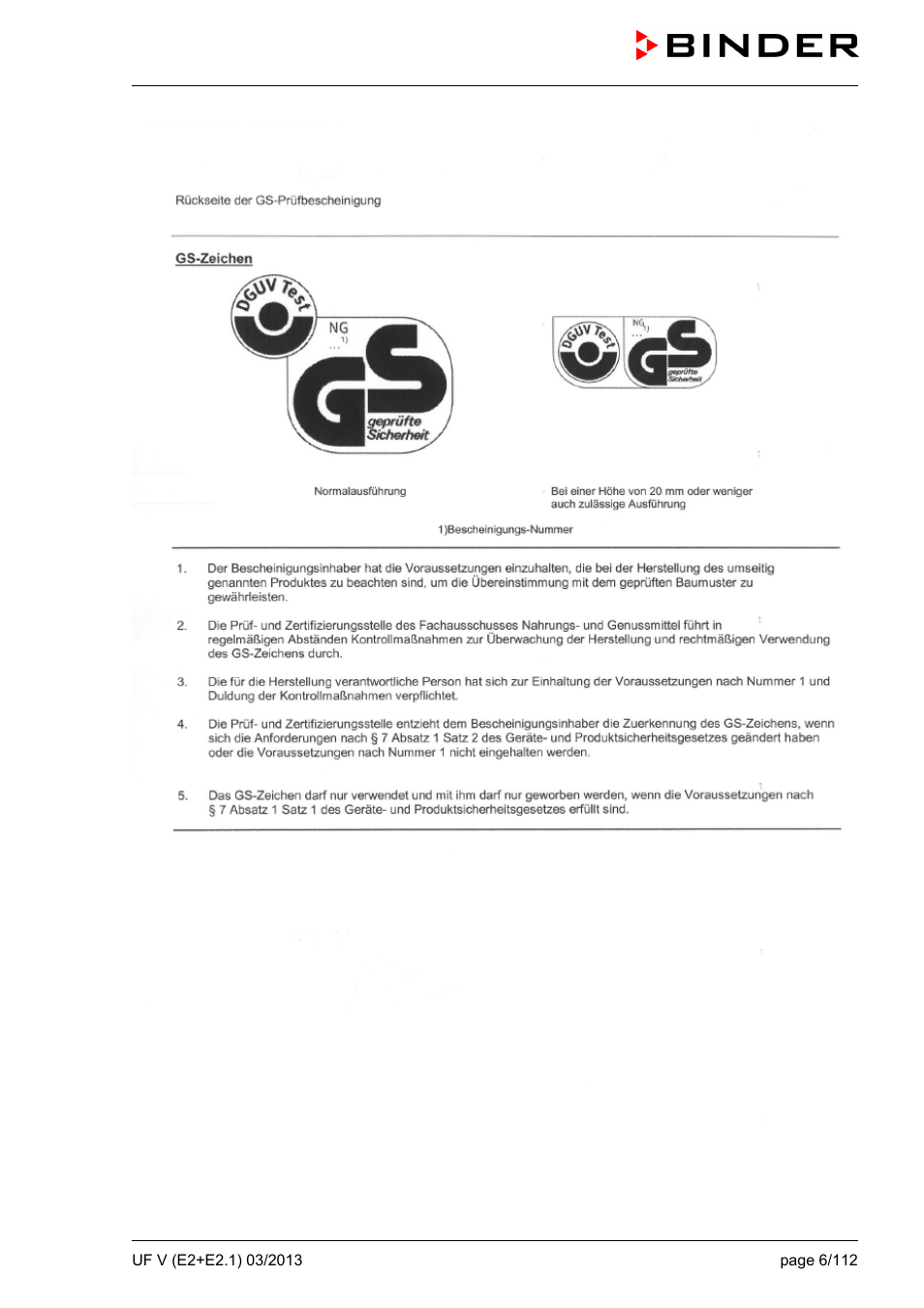 BINDER UF V 500 User Manual | Page 6 / 113