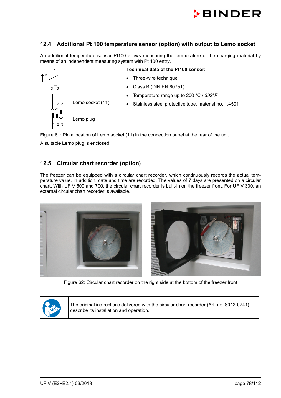 5 circular chart recorder (option) | BINDER UF V 500 User Manual | Page 78 / 113