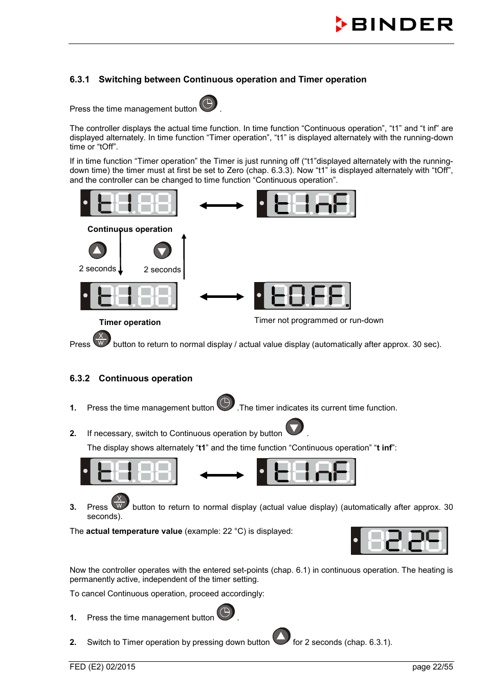 2 continuous operation | BINDER FED 53 User Manual | Page 22 / 55