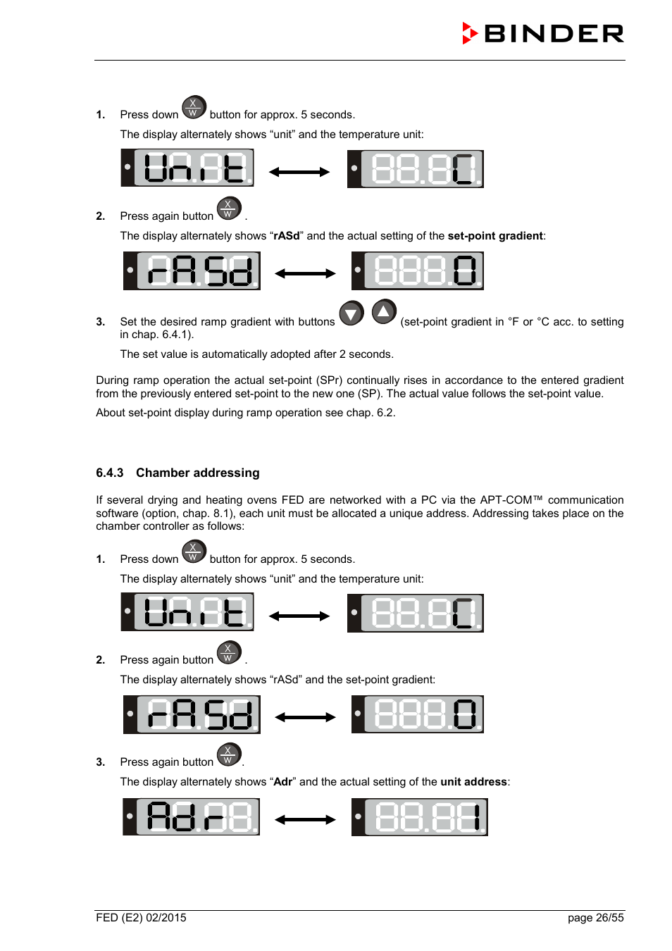 3 chamber addressing | BINDER FED 53 User Manual | Page 26 / 55