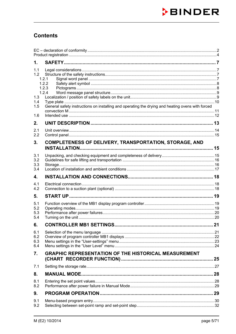 BINDER M 53 User Manual | Page 5 / 71