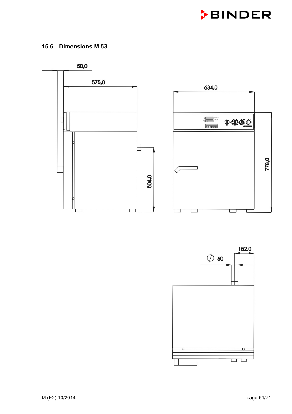 6 dimensions m 53 | BINDER M 53 User Manual | Page 61 / 71