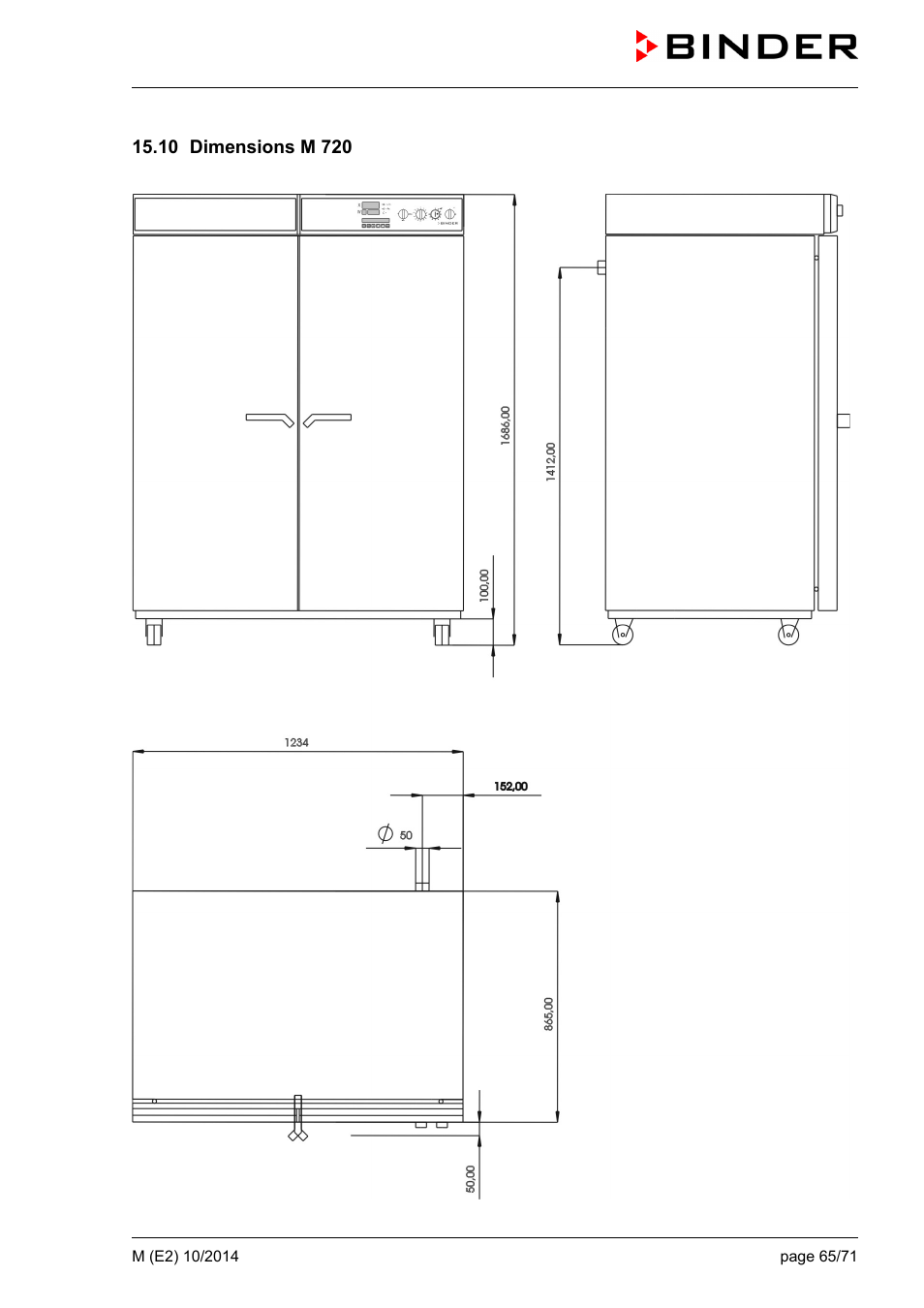 10 dimensions m 720 | BINDER M 53 User Manual | Page 65 / 71