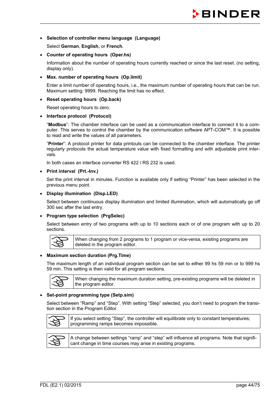 BINDER FDL 115 User Manual | Page 44 / 75