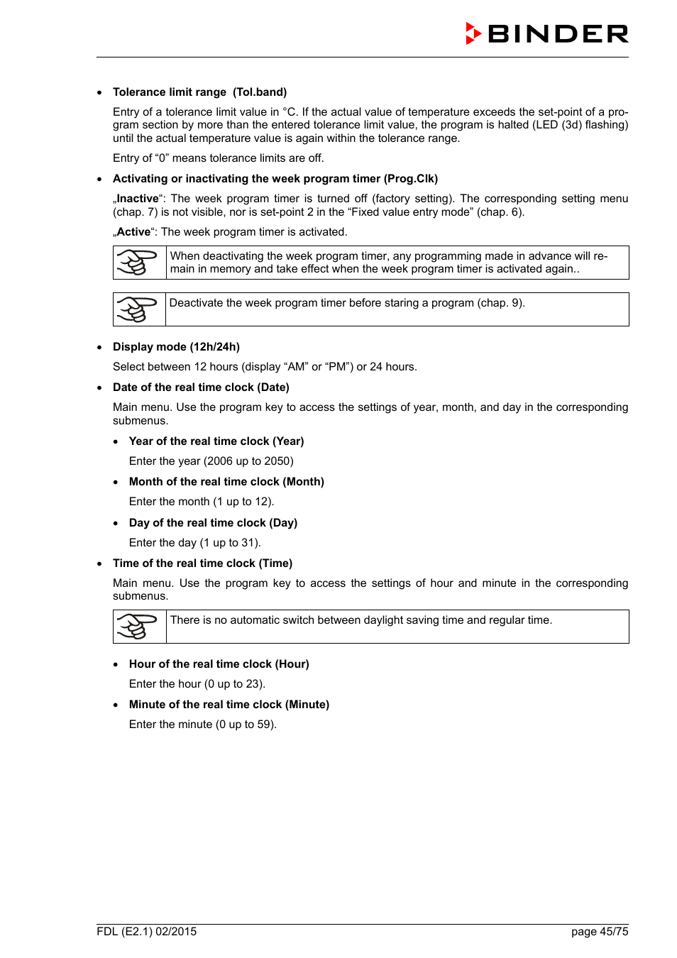 BINDER FDL 115 User Manual | Page 45 / 75