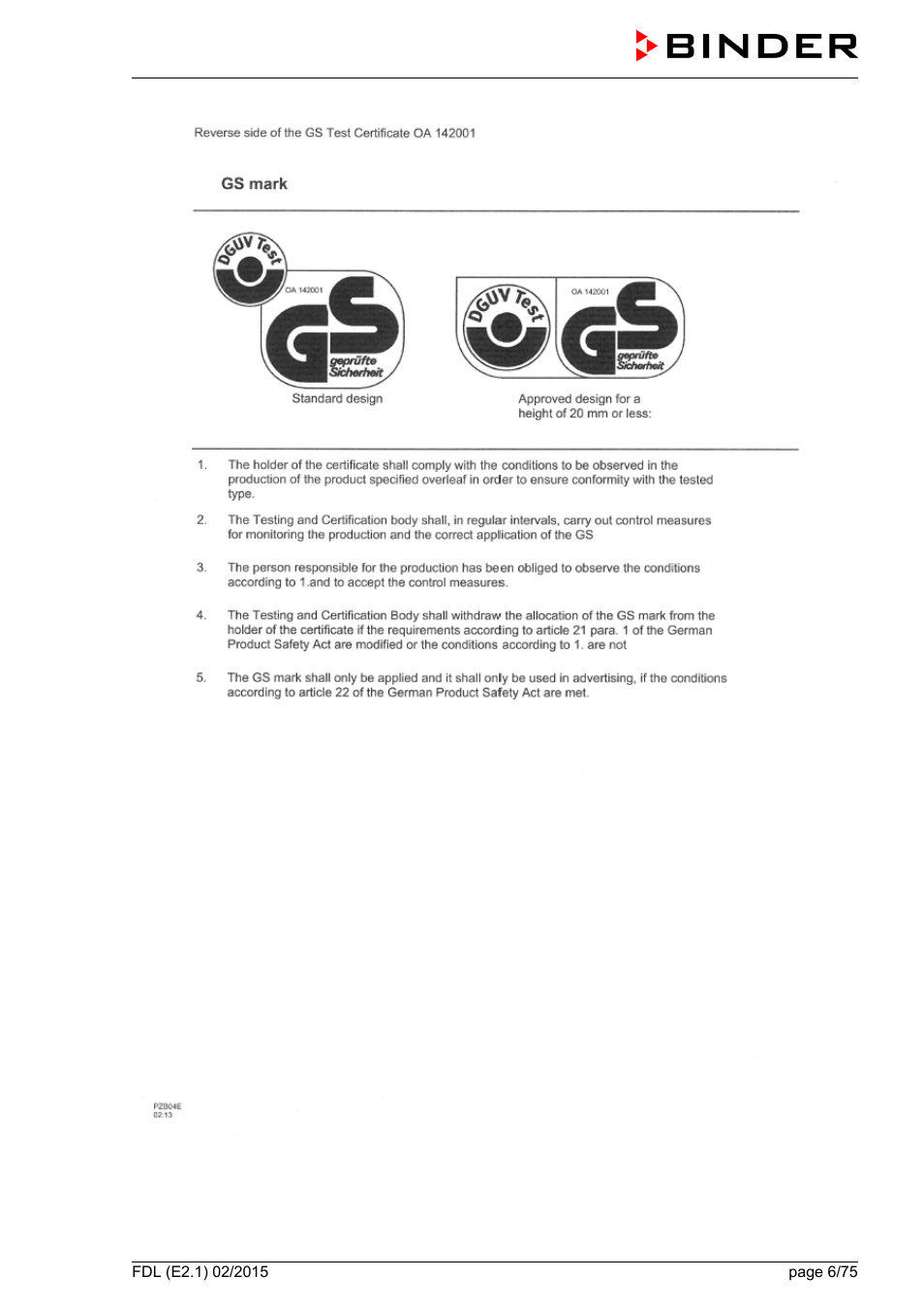 BINDER FDL 115 User Manual | Page 6 / 75