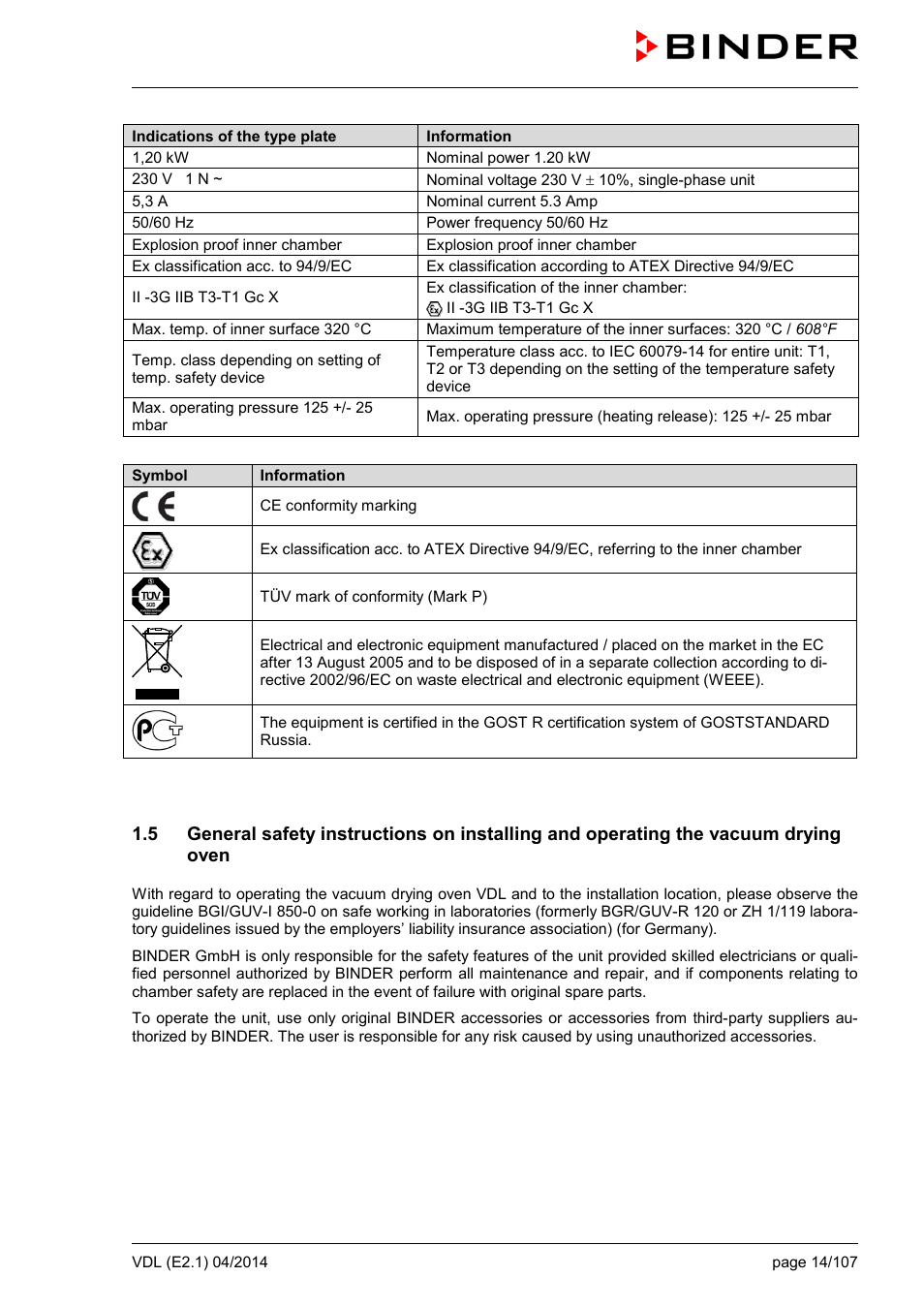 BINDER VD 23 User Manual | Page 14 / 107