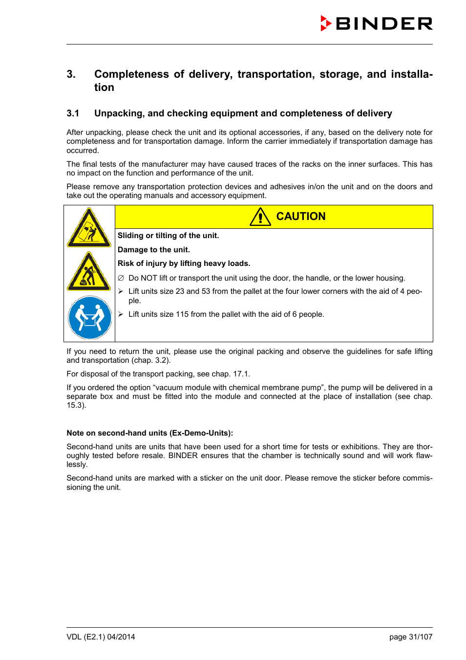 Ole_link18, Ole_link19, Ole_link10 | Caution | BINDER VD 23 User Manual | Page 31 / 107