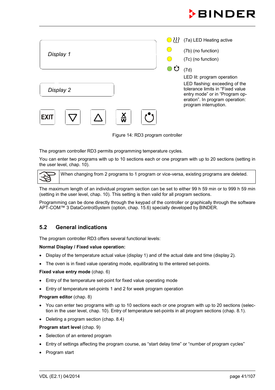 2 general indications, Ole_link4, Display 1 display 2 | BINDER VD 23 User Manual | Page 41 / 107