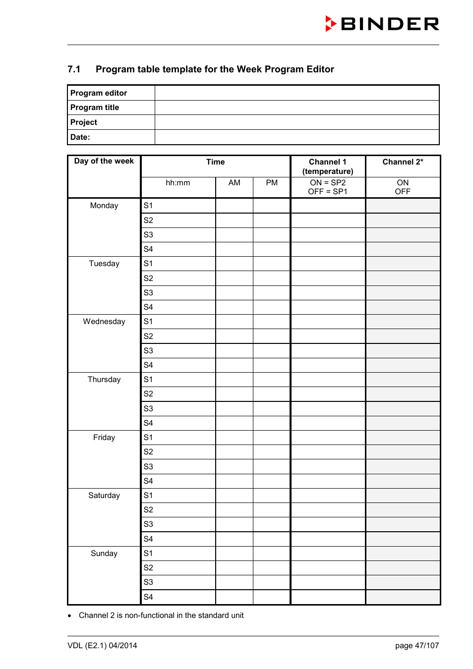 BINDER VD 23 User Manual | Page 47 / 107