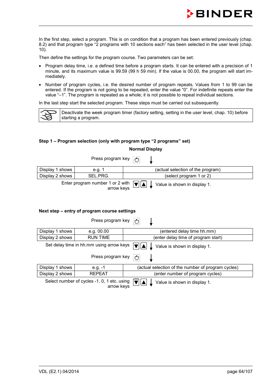 BINDER VD 23 User Manual | Page 64 / 107