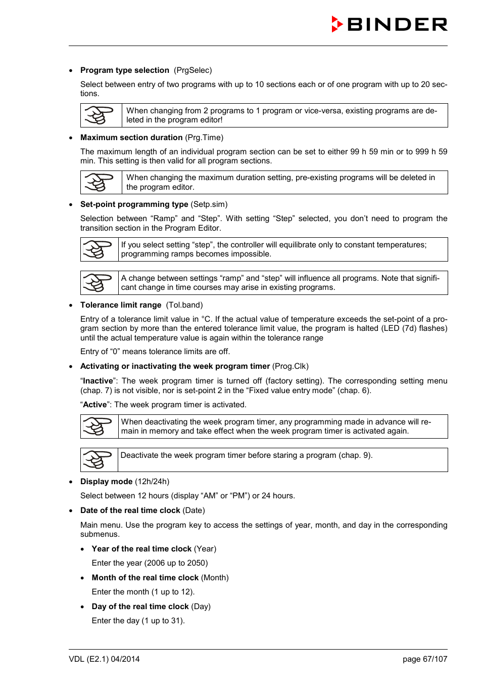 BINDER VD 23 User Manual | Page 67 / 107