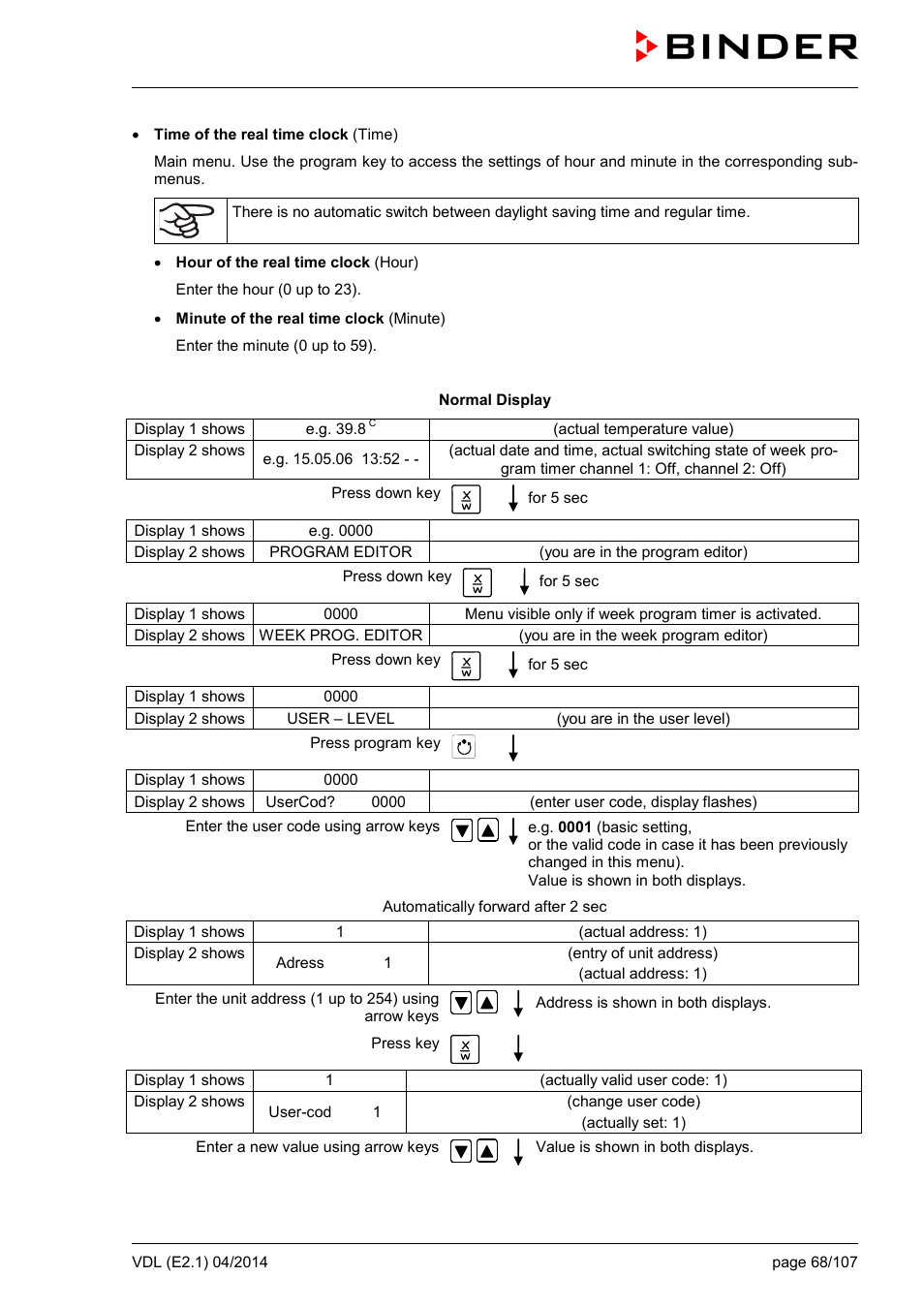 BINDER VD 23 User Manual | Page 68 / 107