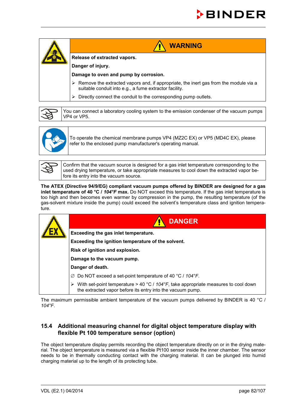 Ole_link7, Ole_link8, Warning | Danger | BINDER VD 23 User Manual | Page 82 / 107